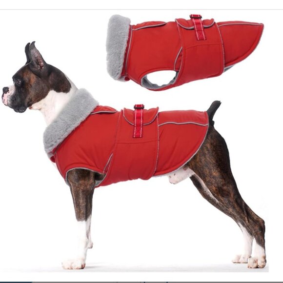 Lelepet Brand Warm Dog Coat Size Small Red Reflective Fleece Adjustable Buckle - Picture 1 of 6